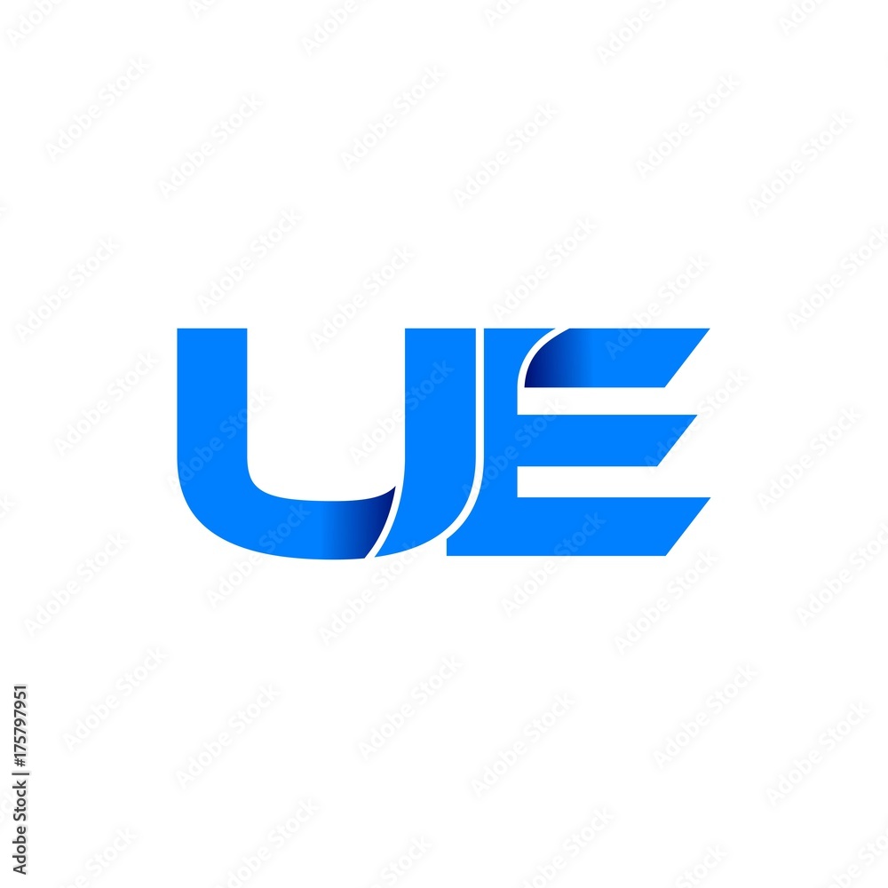 ue logo initial logo vector modern blue fold style ue logo initial logo vector modern blue fold style