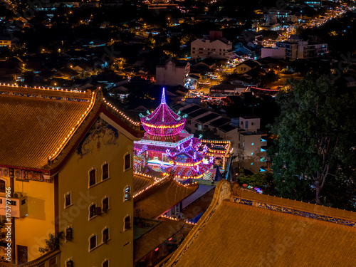 Kek Lok Si temple light up in Penang during the Chinese New Year photo