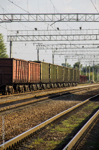 View on the railroad track and cargo train