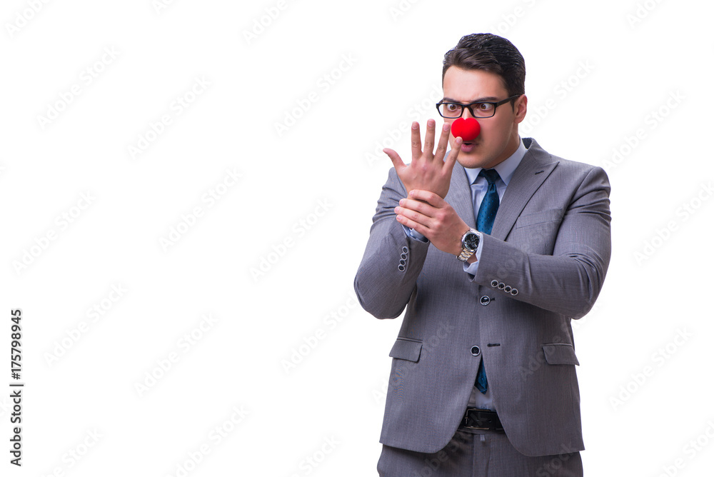 Funny clown businessman isolated on white background Funny clown businessman isolated on white background