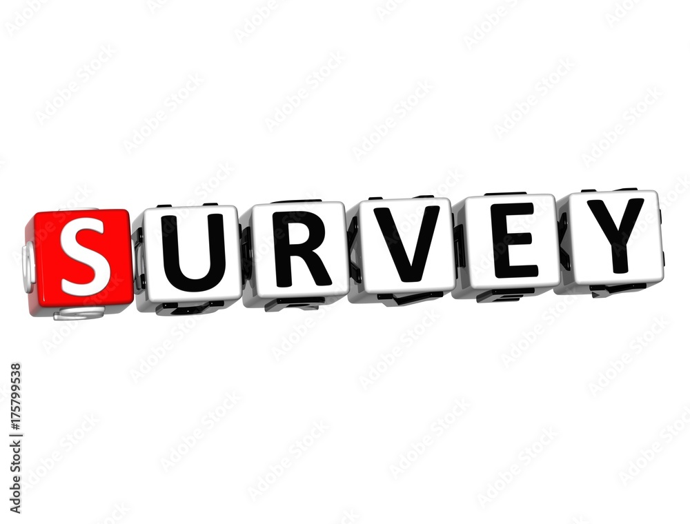 3D Survey Crossword over white background. 3D Survey Crossword over white background.