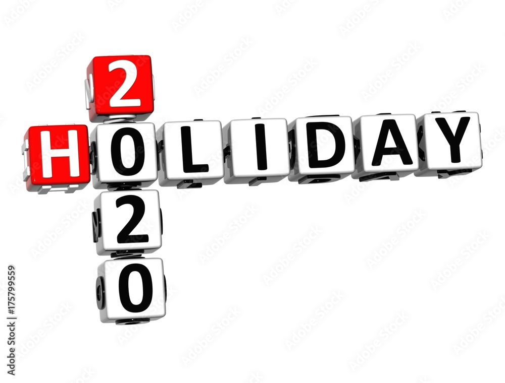 3D Crossword Holiday 2020 over white background 3D Crossword Holiday 2020 over white background