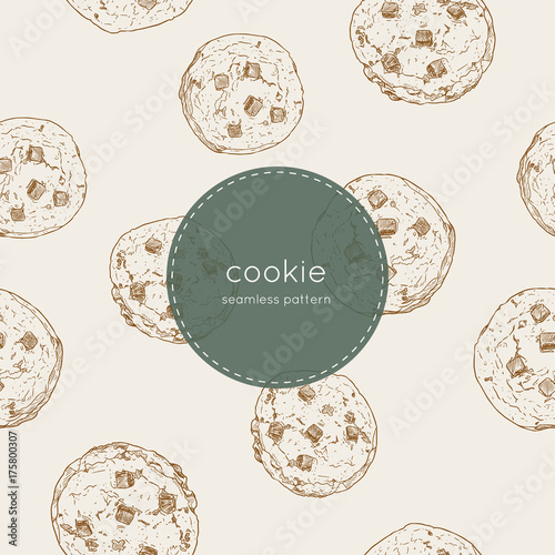chocolate chip cookie., seamless pattern vector. фототапет