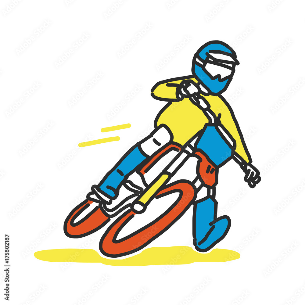 Motocross illustration line drawing.