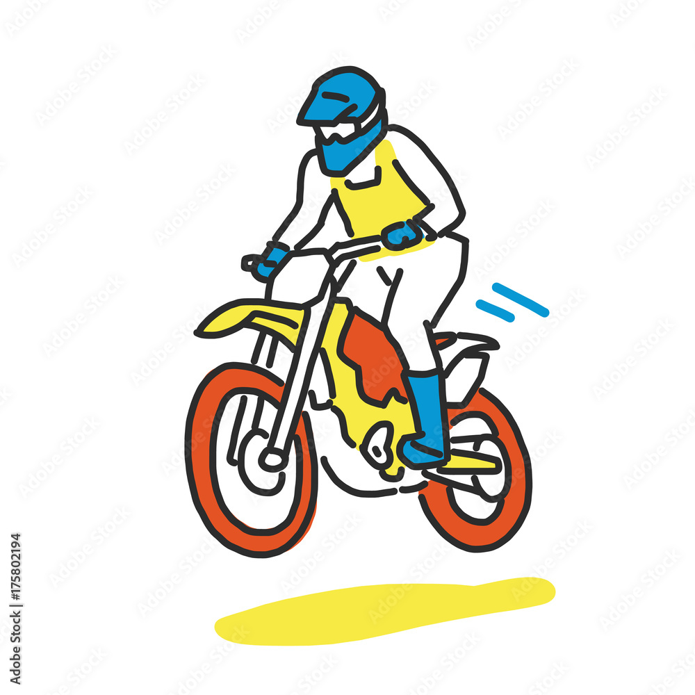 Fototapeta premium Motocross illustration line drawing.