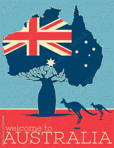 Welcome to Australia vintage poster