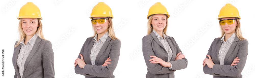 Woman architect isolated on white Woman architect isolated on white