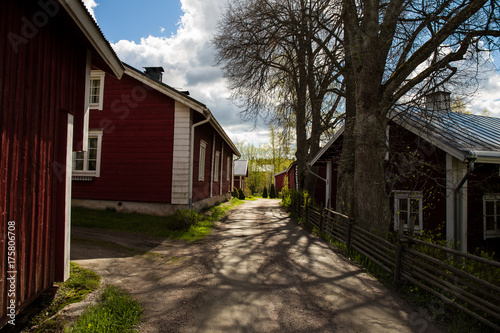 Fototapeta Naklejka Na Ścianę i Meble -  Red traditional wooden scandinavian houses in Porvoo region Finland
