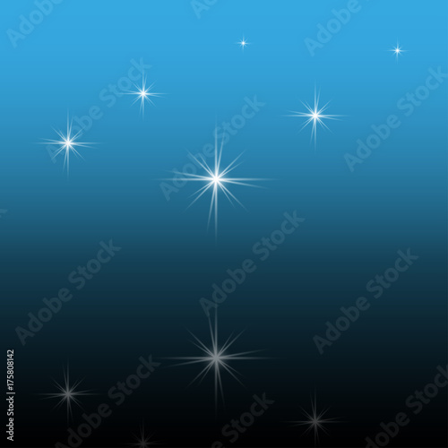Night sea and reflection of star sky. Dark blue background. Vector illustration EPS10