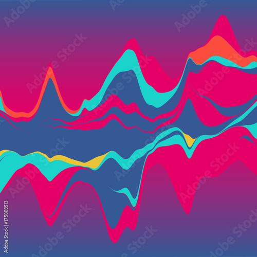 Big data visualization. Streamgraph. Futuristic infographic. Information aesthetic design.
