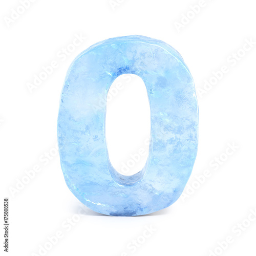 Vászonkép Ice font 3d rendering, number 0