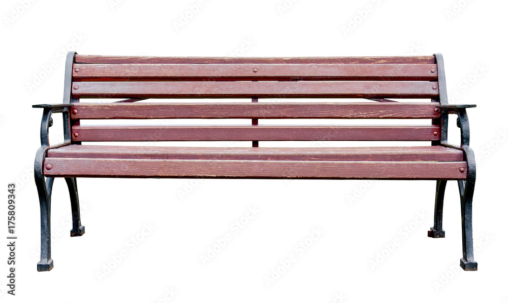 Wooden bench with wrought sidewalls isolated on a white background Wooden bench with wrought sidewalls isolated on a white background