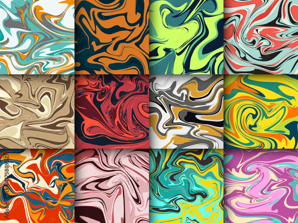 Liquid paint abstract marble background pattern modern contemporary art marbled texture stone design vector illustration.