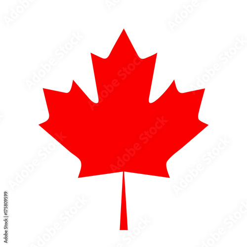 flat design canada flag maple leaf icon vector illustration