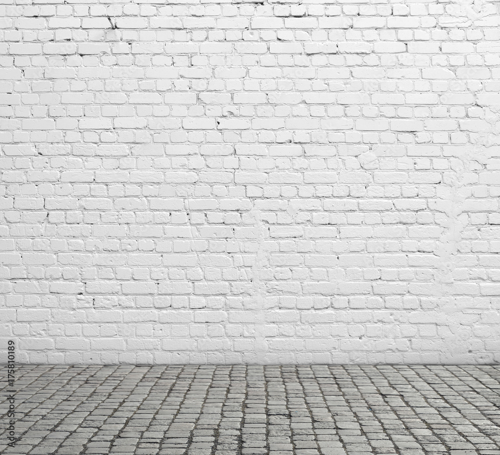 White brick wall and floor.