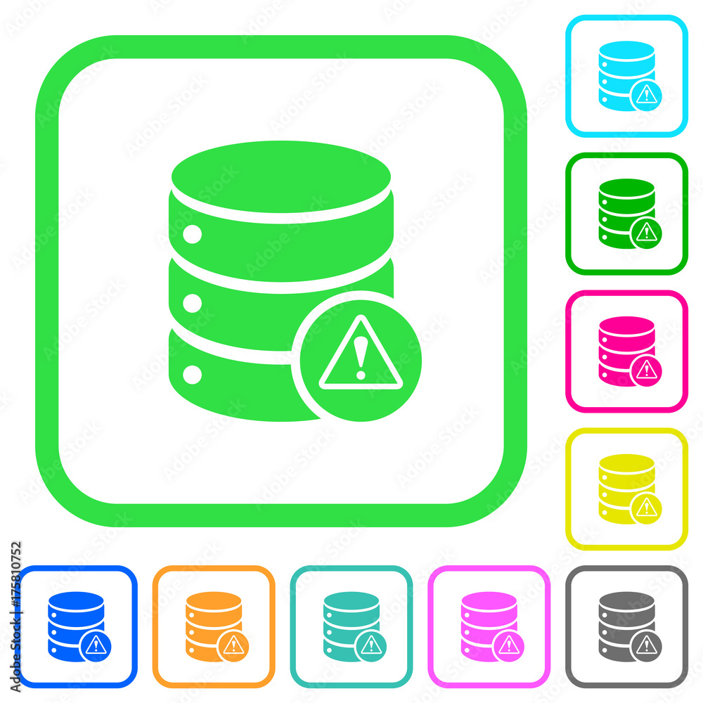 Database error vivid colored flat icons icons