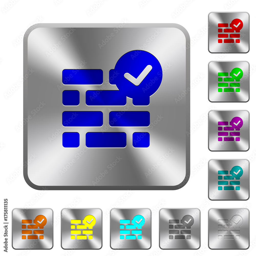 Active firewall rounded square steel buttons Active firewall rounded square steel buttons