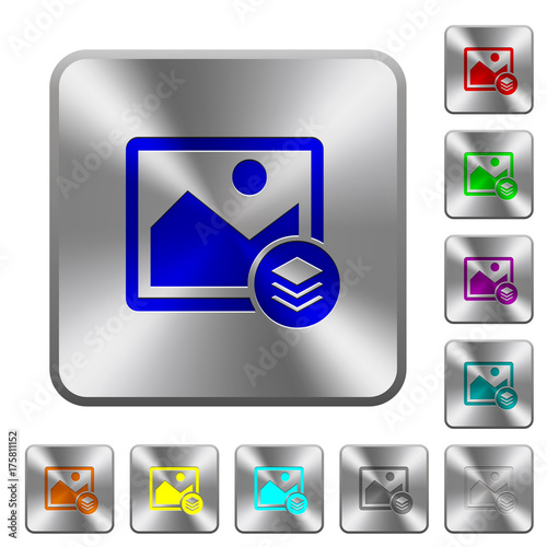 Image layers rounded square steel buttons