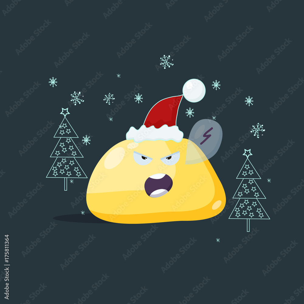 Vector set of cute emoji characters. Christmas time. Flat style.