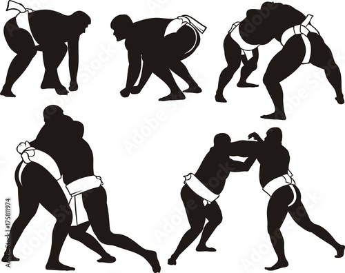 sumo wrestlers silhouettes