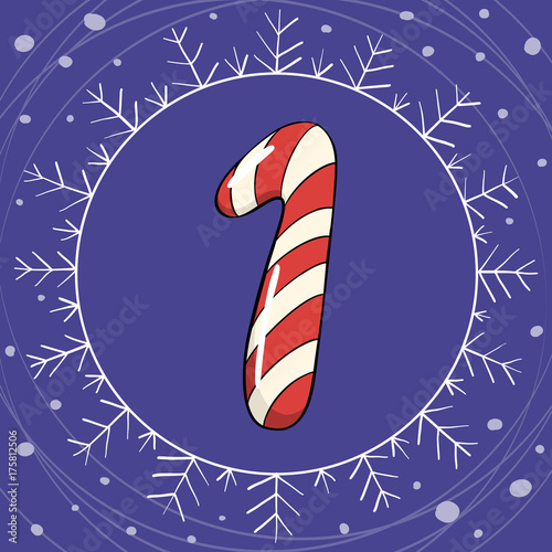 Hand drawn vector number one for christmas advent calendar