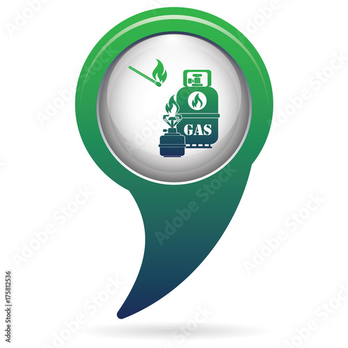 Camping stove with gas bottle icon vector