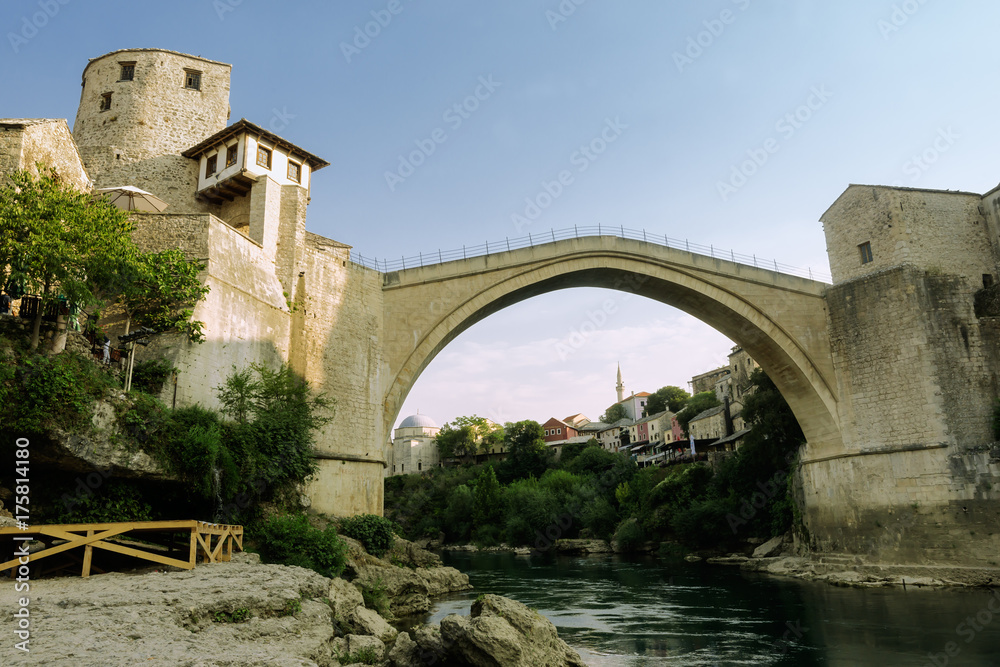 The Old Bridge on river Neretva, Mostar, Bosnia and Herzegovina. The Old Bridge on river Neretva, Mostar, Bosnia and Herzegovina.