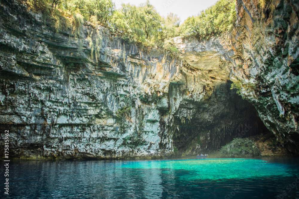 Melissani cave in greece
