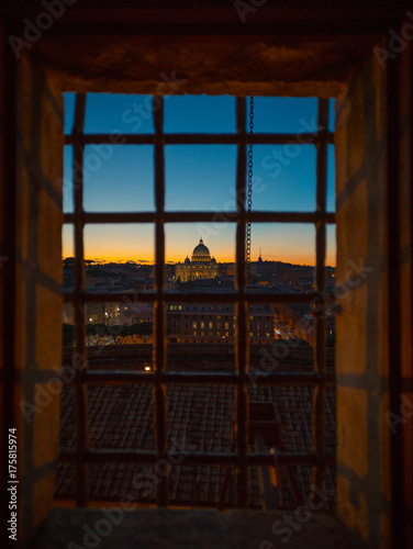 San Pietro through an old roman window