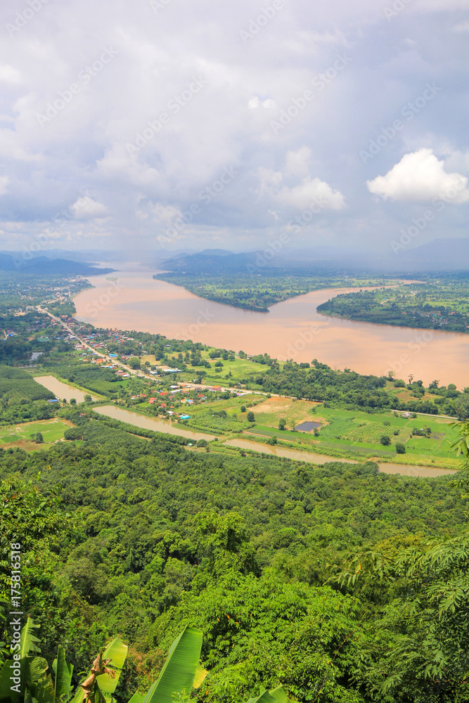 Beautiful of landscape View Mekong River at Wat Pha Tak Suea in Nongkhai, Thailand