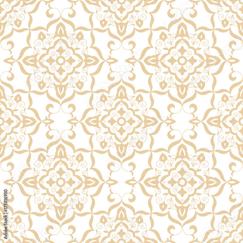 Baroque floral pattern vector seamless. Damask royal luxury background texture. Vintage flower ornament design for wallpaper, textile, fabric, backdrop, carpet.