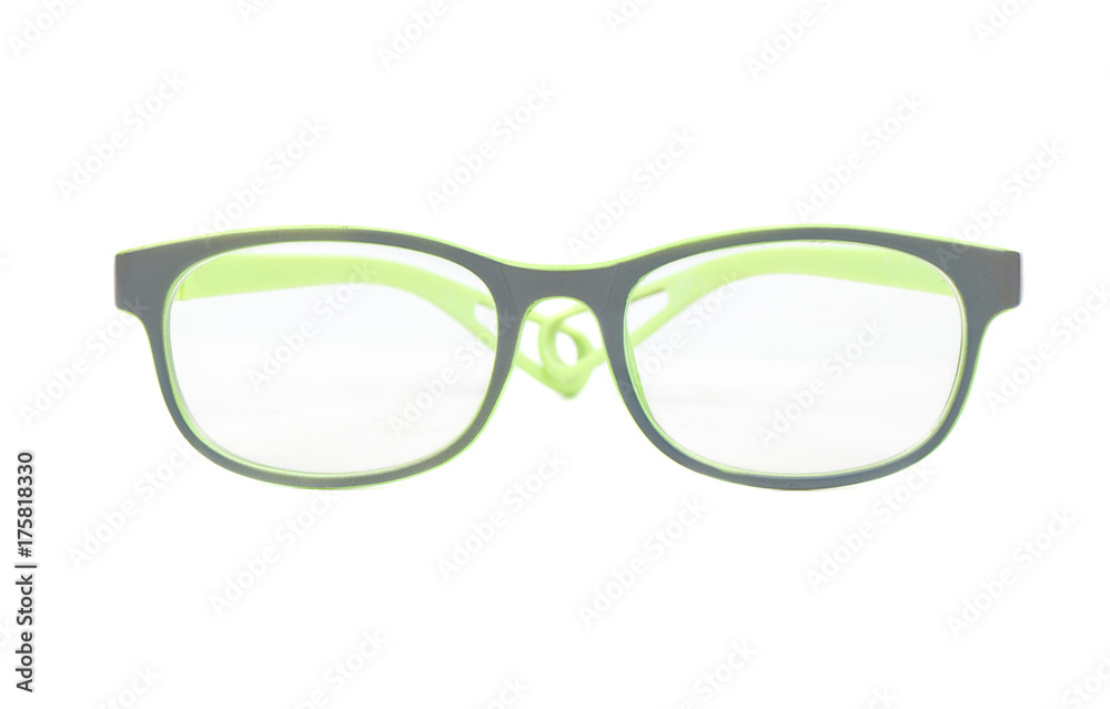 Fototapeta premium Gray green fashion glasses isolated on white background