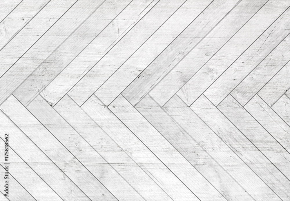 Natural gray wooden parquet herringbone. Wood texture. - obrazy, fototapety, plakaty 