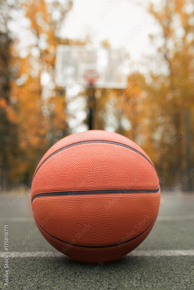 basketball ball on the outdoors cour basketball ball on the outdoors cour