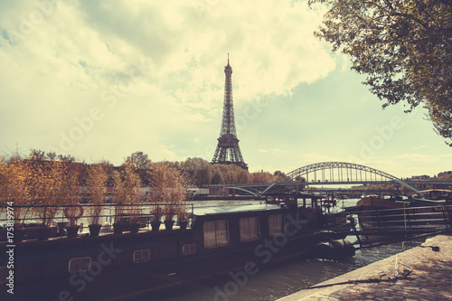 Boats On The Seine Near Eiffel Tower, Paris © nullplus