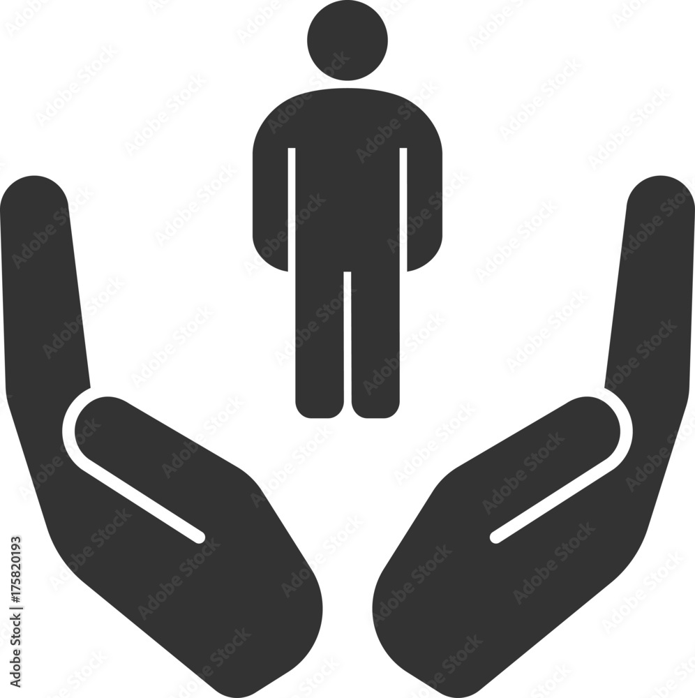 Open palms with human glyph icon Open palms with human glyph icon