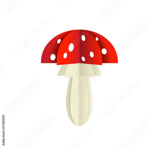 Vector mushroom from a paper on a white background