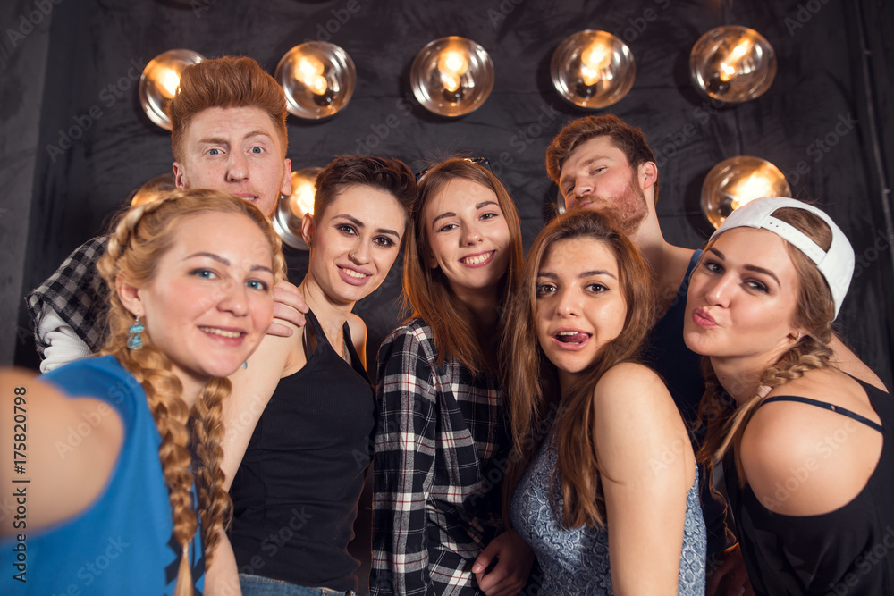 Selfie of young smiling teenagers having fun together Selfie of young smiling teenagers having fun together