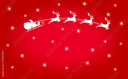 Sagoma di babbo natale che vola con sfondo rosso