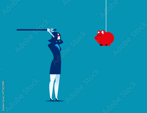 Businesswoman is looking for financing. Concept business vector illustration.