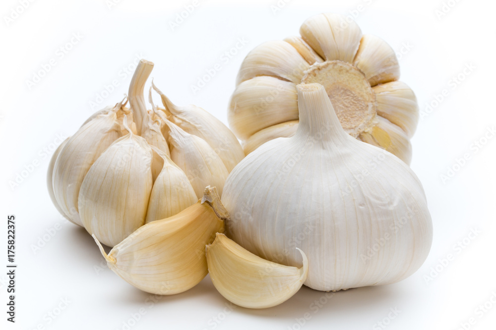Garlic isolated on the white background.