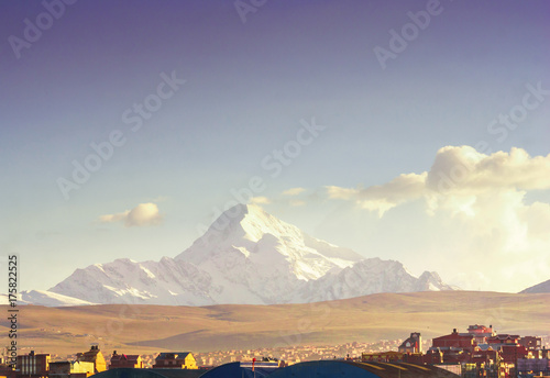 View on Illimani mountain by la Paz in Bolivia
