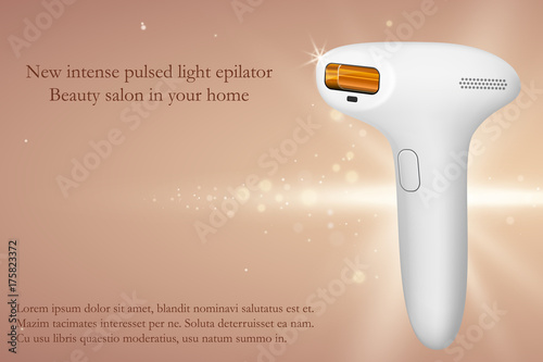 Photoepilator, intense pulsed light epilator on abstract background, vector illustration