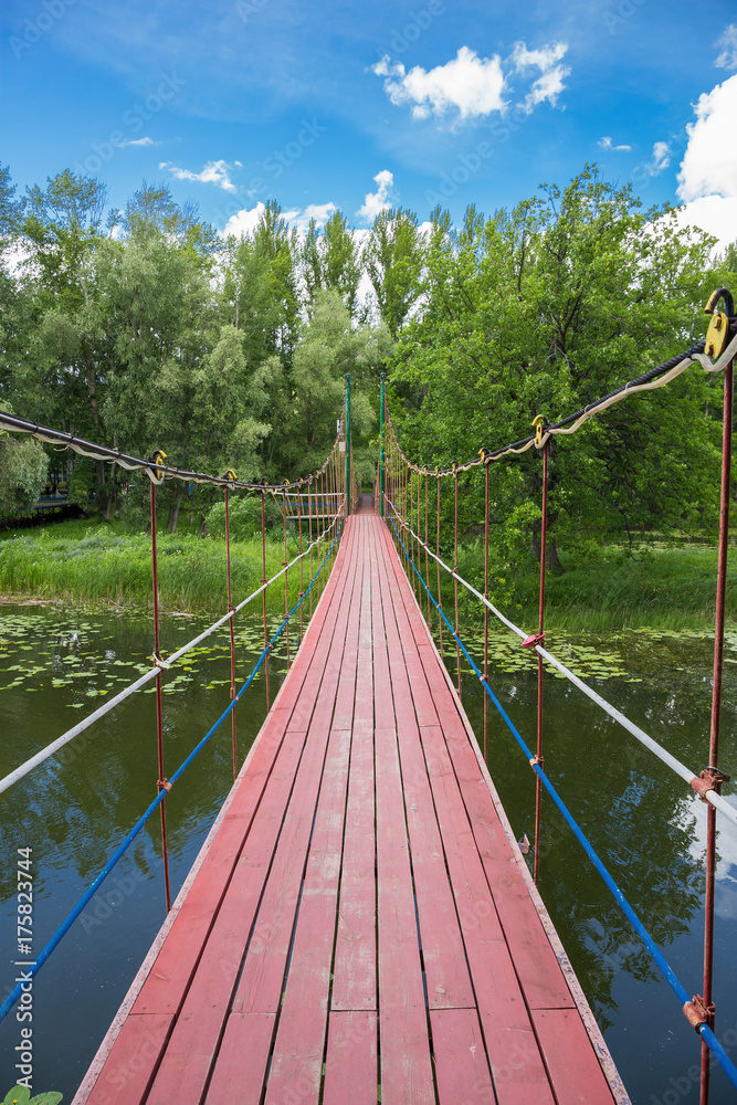 Obraz premium Suspension bridge over the river