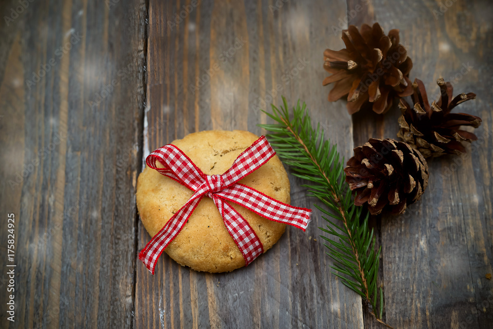 Christmas cookies on a wooden background. Flat lay Christmas cookies on a wooden background. Flat lay