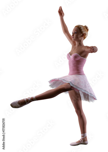 3D Rendering Ballerina on White