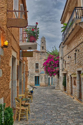 Fototapeta Naklejka Na Ścianę i Meble -  A small colorful alley in Areopolis of Mani