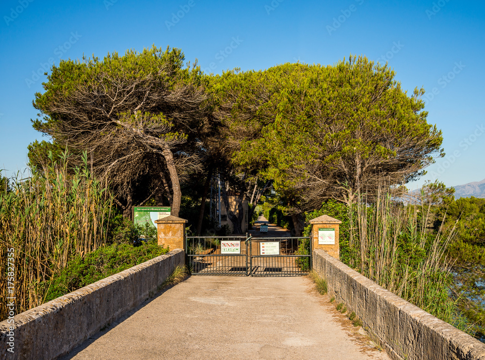 Entrance gate to S'Albufera Natural Park near Alcudia