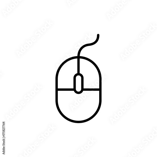 computer mouse with wire line black icon