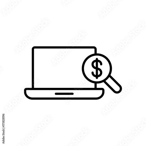 web money searching line black icon